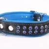 Yogipet - Collier Cuir Skóra Crystal Pour Chien - Bleu -Magasin De Fournitures Pour Chiens 29104