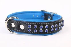 Yogipet - Collier Cuir Skóra Crystal Pour Chien - Bleu