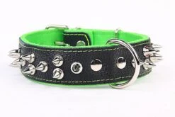 Yogipet - Collier Large Cuir Pointe Pour Chien - Vert