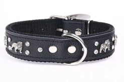 Yogipet - Collier Bulldog Cuir Crystal Pour Chien - Noir -Magasin De Fournitures Pour Chiens 41893