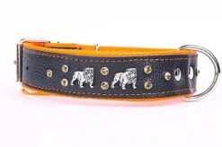 Yogipet - Collier Bulldog Cuir Crystal Pour Chien - Orange