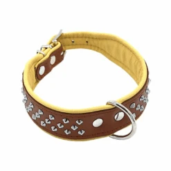 Comme Un Roi - Collier Cuir Clouté So Chic Caramel Pour Chien - M