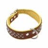 Comme Un Roi - Collier Cuir Clouté So Chic Caramel Pour Chien - L -Magasin De Fournitures Pour Chiens 64914
