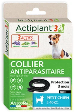 ActiPlant'3 - Collier Antiparasitaire Pour Petit Chien - Noir