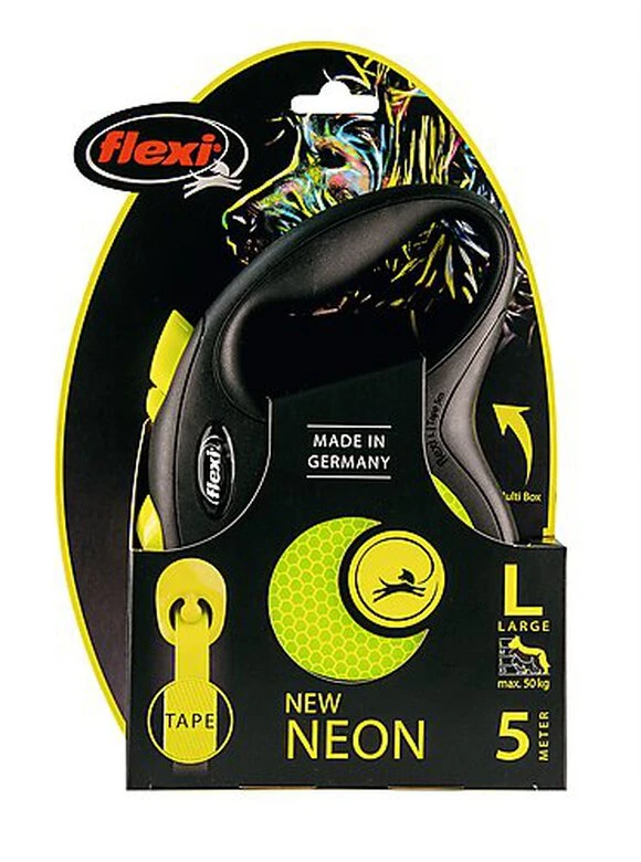 Flexi - Laisse à Enrouleur New Neon Sangle Noir Et Jaune L Pour Chiens - 5m 4 Flexi - Laisse à Enrouleur New Neon Sangle Noir Et Jaune L Pour Chiens - 5m – Image 2